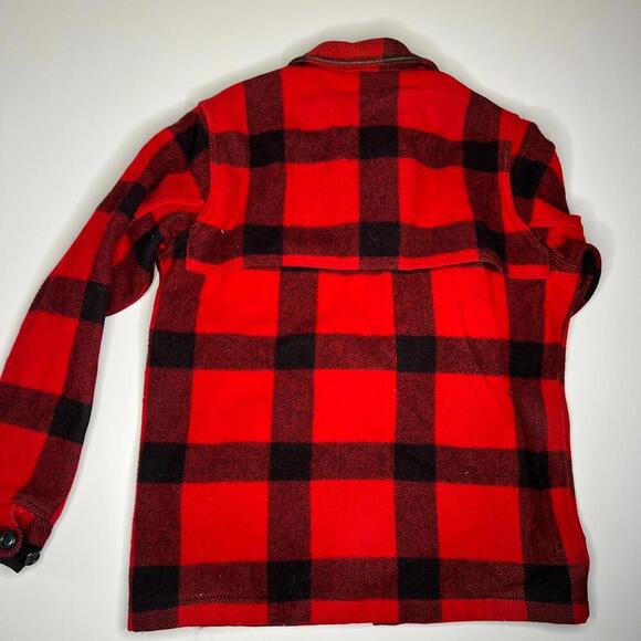 Vintage Woolrich Buffalo Plaid Wool Jacket Red Black USA Made Hunting Coat M - Picture 2 of 13